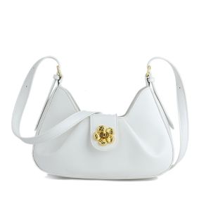 IELGY จีบใต้วงแขนกระเป๋าเอกสารไหล่ Crossbody กระเป๋าเหลี่ยมล็อคดอกไม้