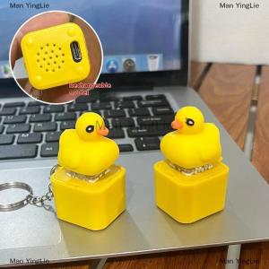 [COD] Man YingLie Funny Croaking Frog Duck Keychain Rechargeable Keyboard Fidget Clicker Sound Keyring With LED Light For Stress