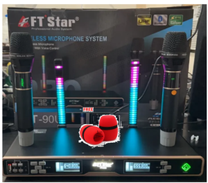 With Foam FT STAR Newest Professional Wireless Microphone with Charging FunctionBluetooth and Led Ambient Light Dual Channel Professional Wireless System For Karaoke/FT-90U