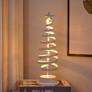 LED Christmas Tree Bedside LampDecorative Iron Art Table Light For Cozy Bedroom&Festive AtmosphereBattery-Powered Night Light
