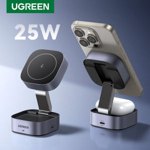 UGREEN 25W Magnetic Wireless Charger Stand 2-in-1 Charging Stand For iPhone 16 15 Pro Max/AirPods For Magsafe Fast Charger