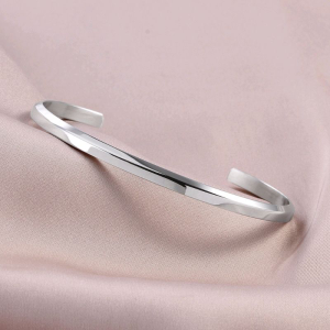 Vòng tay cuff trơn không gi bảo hành 5 năm - Lắc tay cặp đôi bản đẹp (Không khắc tên)
