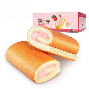Swiss roll strawberry flavored cream filled cake 160g1250g   瑞士卷