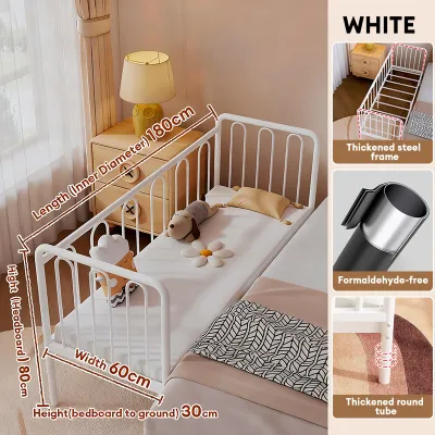 CONOCO Metal Baby Bed Katil Baby Formaldehyde-Free Expandable 3 Guardrails Iron Children Bed兒童拼接床