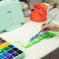 [Mao] Màu Gouache HiMi dạng thạch bộ 18 màu (kèm khay pha màu). 