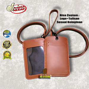 Tempat Id Card Custom Logo Tulisan Kulit / Id Card Holder Custom Logo Gantung / name tag custom