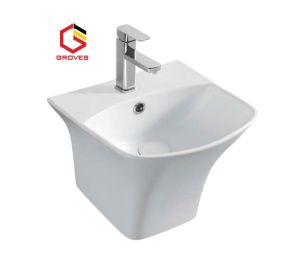 CHẬU RỬA MẶTLAVABO LIỀN CHÂN TREO TƯỜNG GROVES CLCV-V (Chậu + bộ xả) (không bao gồm vòi ạ)