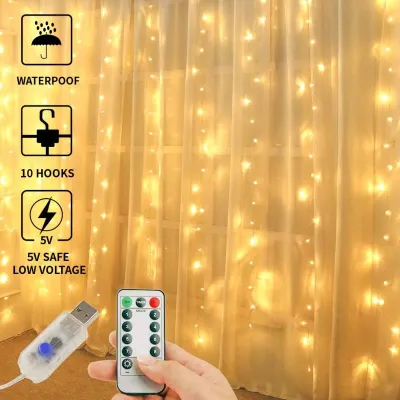 STARZ - 3 x 3 Meter Splash Proof Led Fairy Curtain Lights Ambience Lights for Wedding Party Decoration Drop Down icicle Lights Christmas Lightings