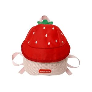 THREADJOY Cloth Children Backpack Strawberry Fruit Cartoon Daypack Sweet Double Shoulders Students School Bag Girls