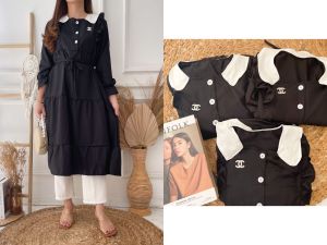 MIDI DRESS TERBARU KATUN RAYON KHUSUS HITAM