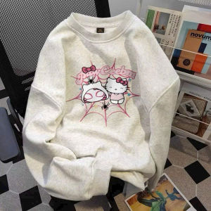 Áo Hoodie Nữ Phong Cách Hàn Quốc In Hình Hello Kitty & Hello Kitty Kawaii Chất Liệu Mềm Mại Cổ Tròn Tay Dài