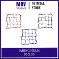 Jaring-sarung-tali-cover-pelindung pengikat barang helm 30x30cm 30 X 30 cm warna merah-biru-hitam jaring helm universal. 