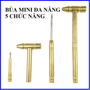Búa mini đa năng Búa đồng mini 5 trong 1 chất liệu thép không gỉ mạ đồng kèm tua vít tiện lợi