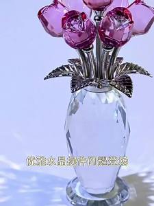 FFBH Crystal Ornament Glass Rose Artificial Flower Sculpture Glass Handicrafts Crystal Rose Figurines Home Decoration Accessories H5K8Q