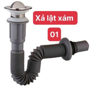 Xi phông chậu rửa mặt X09 bộ xả lavabo inox lò xo bẻ được gắn được nhiều vị trí dễ dàng
