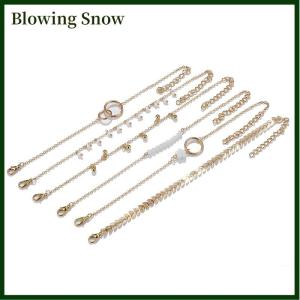 Blowing 6Pcs set Boho Bracelet Set Women Tassels Leaves Circular Chains Bangle Jewelry