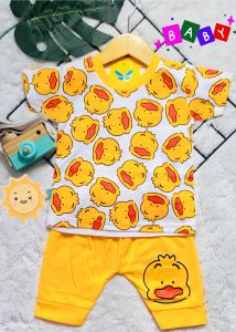 Setelan Baju bayi anak laki laki motif karakter DUCK KUNING usia baby 3 sampai 15 bulan.