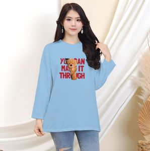 Kaos Oversize Lengan Panjang/ Kaos Casual/ Atasan Wanita Motif Gemes|