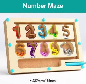 Panda Magnetic Number Sorting Puzzle Toy for Kids – Wooden Maze Board for Learning and Play
