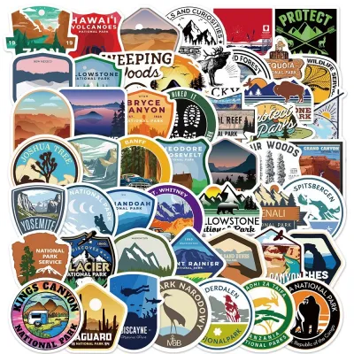 พร้อมส่ง! Camping outdoor travel cooking การตั้งแคมป์ adventure สติกเกอร์ ตกปลา PARK สเก็ตบอร์ด 50 ชิ้น sticker