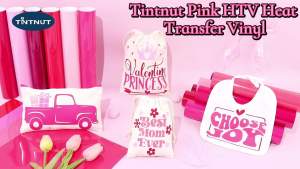 Tintnut Pink HTV Heat Transfer Vinyl - 18 Sheets 12 x 10inches Light Pink Heat Transfer Vinyl Rose Pink HTV Iron on Vinyl for T-Shirts Compatible with Cricut Or Silhoutte Cameo