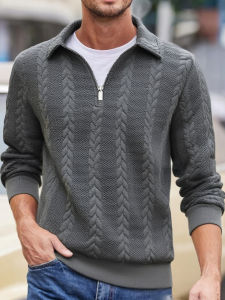 Casual Sweatshirt Lapel Delicate Zipper Craftsmanship Pullover Sweater Easy to Put on and Take Off