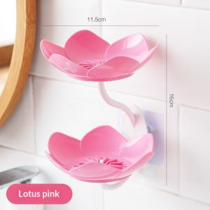 PaulWeekend Double-Layer Flower Soap Dish Wall-Mounted Drainage Soap Holder Bathroom Organizer