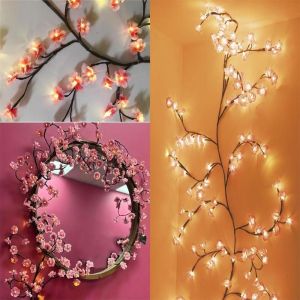 Đèn LED Hoa Anh Đào Treo Tường USB 1.6m 72 Bóng Có Remote 8 Chế Độ Decor Chụp Ảnh Livestream