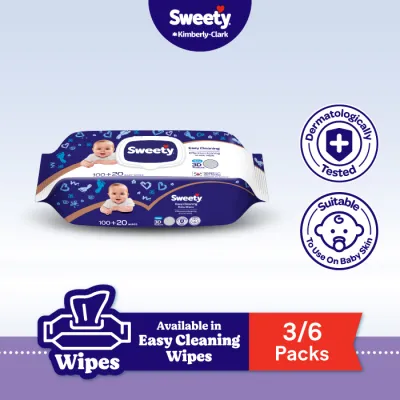 Sweety Easy Cleaning Baby Wipes 120s x 6 Packs