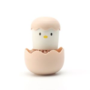 Cartoon Chicken Eggshell Detachable Nano Cleaning Brush With Handle For Kitchen Silk Dish Pot