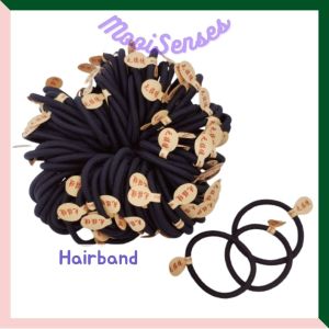 5mm Extra Thick Black Hairband Hair Bands 5毫米 粗韩高弹力发绳加头无接缝发圈黑色橡皮筋扎头发版绳耐用成人发饰 Rambut