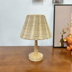 SXH  Japanese Handmade Rattan Woven Wabi-Sabi Style Vintage Table Lamp Zen Tea Room Lamp Pastoral Restaurant Homestay Inn Decorative Lamp