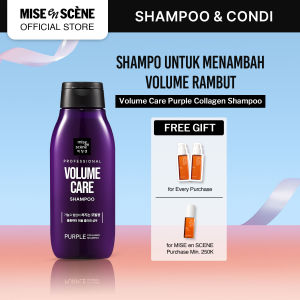 mise en scene Volume Care Purple Collagen Shampoo 200ml - Shampo Untuk Rambut Tipis Lepek dan Rontok dengan kandungan Collagen - Shampo Korea