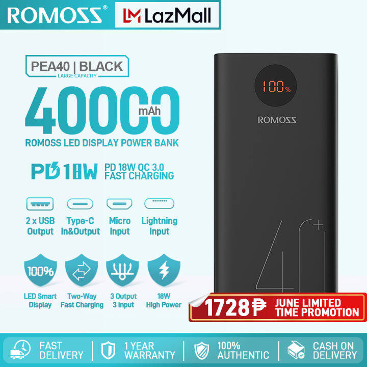 Romoss Zeus 40000mAh 22.5w Black Power Bank