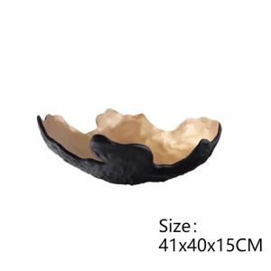 xpkQ Luxury Creative Fruit Plates Modern Resin Storage Fruit Bowl Minimalist Resin Black Gold Storages Tray Elegant Table Decoration K6R8Z