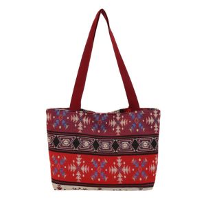 ESH63 Woven Bag Ethnic Style Crossbody Bags Large Capacity Messenger Bag Bohemian Shoulder Bag Simple Colorful Geometric Shoulder Bag Women