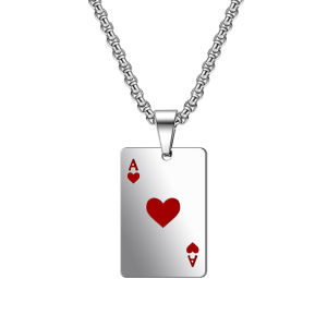 Kalung Rantai Poker Kartu Remi Spade Heart A Pria Wanita Necklace