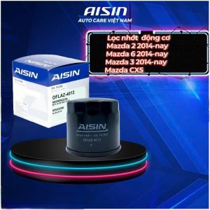 Lọc nhớt động cơ Mazda 323 Mazda 626 Ford Laser Mazda 2 Mazda 3 Mazda 6 Mazda CX5 Thương hiệu: AISIN Mã sản phẩm: OFLAZ-4012