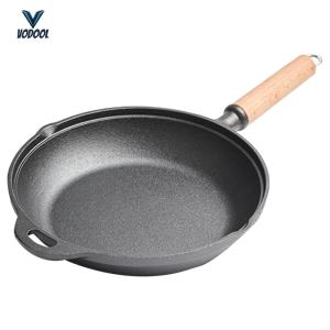 Cast Iron Skillet Pre-Seasoned Chefs Pan with Handle Fry Pan for Frying Baking Grilling Indoor Outdoor Cooking [Vodool Center]