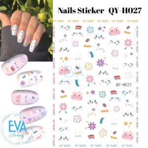 Sticker Dán Móng Tay 3D Dạng Decal Dán Chống Nước Hoạ Tiết Gấu Teddy Bear And Flowes TH0800