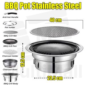 BBQ Pot Stainless Steel | CNY Korean BBQ Grill Pan | Korean BBQ Grill Set | Stainless Steel BBQ Grill Charcoal | Charcoal BBQ | Charcoal BBQ Grill