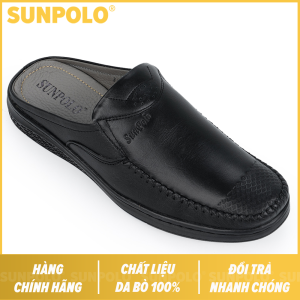 Dép sục nam da bò SUNPOLO SPO333 Đen Có size lớn