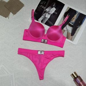 Bra Satin Seksi dengan Bra Tekan Tubi Berwayar dan Set untuk Wanita Set Dua Keping Berlian Huruf V 2025 Model Baharu