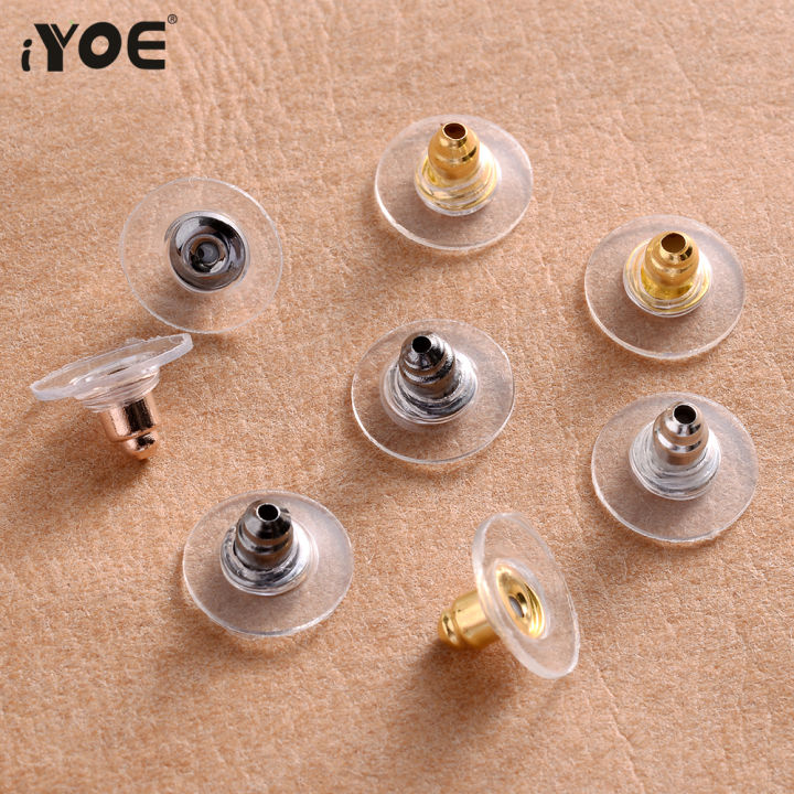 X10 Earrings Gold Metal Plug Stud Stoppers Findings Post Back - Foto 6