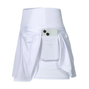 High Waist Tennis Skirt Women Sports Skort Pocket Running Yoga Gym Volleyball Activewear Black