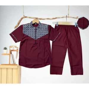 Pakaian muslim anak laki-laki usia 1-10 thn/setelan baju koko batik anak terbaru 2024 pilih warna