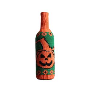ZYJC SHOP Dệt kim Pumpkin Skull Patten Thời trang Đồ Halloween Sung sướng Túi đựng rượu sâm banh Trang trí tiệc Túi rượu Halloween Nắp chai rượu