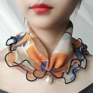 Khăn Choàng Cổ Viền Bèo Đính Ngọc Trai Nhân Tạo Siêu Bền Thời Trang Dự Tiệc