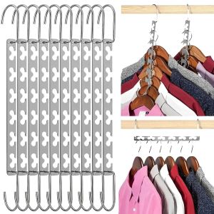 6 Hole Stainless Steel Clothes Hanger Metal Cloth Closet Hanging Chain Space Saving Shirt Storage