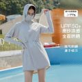 Mid length sun protection clothing for women in summer 2024 thin neck protection cardigan sun protection clothing UV protection high aesthetic value ultra-light and thin. 